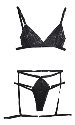 Kit Lingerie Renda Cinta Liga Perneira Luxo Sensual Mercadolivre