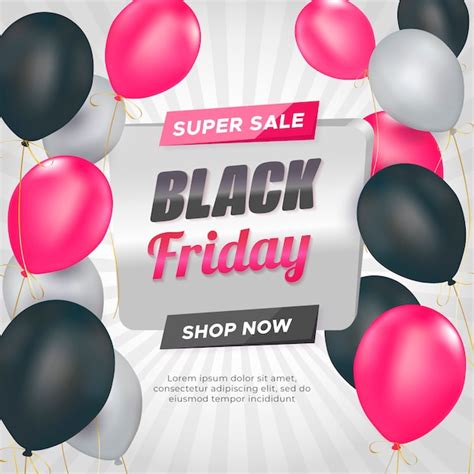 Banner De Venta De Viernes Negro Con Globos Vector Gratis