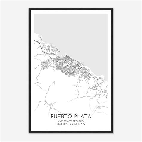Puerto Plata Dominican Republic Map Poster, Puerto Plata City Road Wall