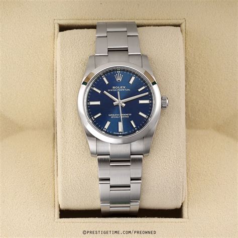 Pre-owned Rolex Oyster Perpetual 34mm 124200 Blue