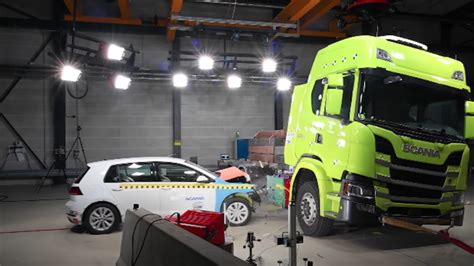 Watch A Volkswagen Ram Into This Scania Electric Truck