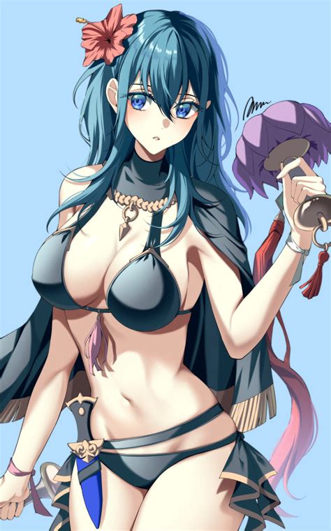 Hentai Nintendo 1girl Alluring Asan A Aa Big Breasts Bikini Blue Eyes