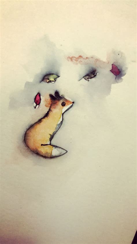 Cute watercolor fox Funny Small Tattoos, Small Henna Tattoos, Small ...