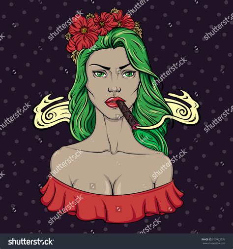 Pin Style Girl Smoking Cigar Vector Stock Vector (Royalty Free ...