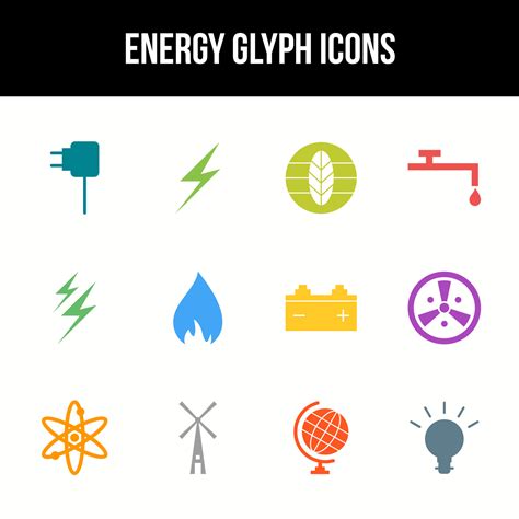 Unique energy vector glyph icon set 17475192 Vector Art at Vecteezy