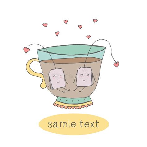 Tarjeta Linda Vector Del Garabato Taza De Té Amor En Taza Ilustración