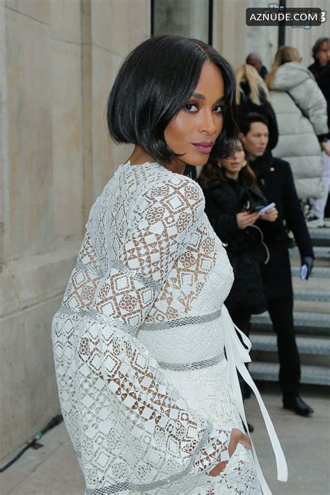 Ciara Sexy Flashes Her Hot Areolas At The Elie Saab Fashion Show In Paris AZNude