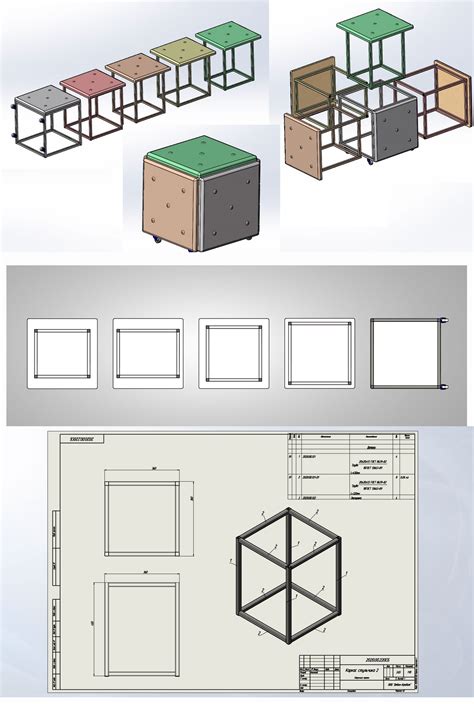Пуфик трансформер 5 в 1 - Чертежи, 3D Модели, Проекты, Интерьер и мебель