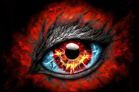 Premium Photo | Evil eye in red eyes of mystical creature embodying evil