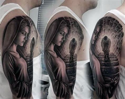 Jesus Sleeve Tattoo Designs For Men Religious Ink Ideas