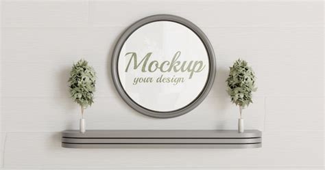 Premium PSD | Black circle frame mockup on the wall