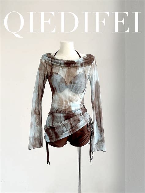 Generic Swimsuit Women S Split Blouse Three Piece Bikini Boxer Sexy Brown Small Chest Steel