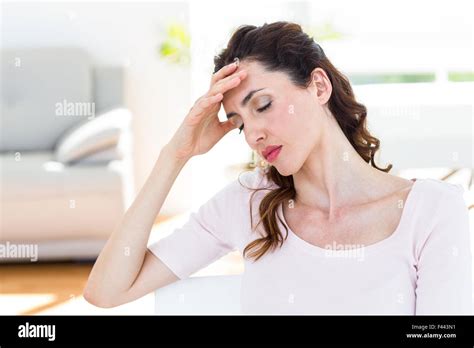 Brunette Having Headache Stock Photo Alamy