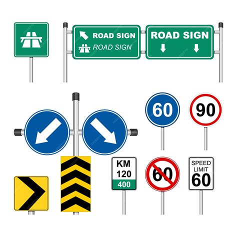 premium vector set  road sign icons traffic signs  white background