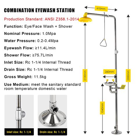 Cgoldenwall Emergency Eye Wash Station With Shower Combination Eyewash