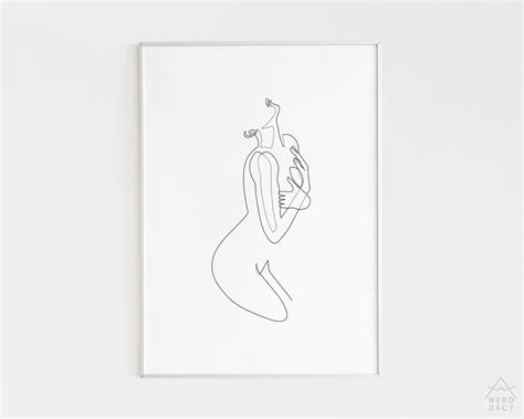One Line Naked Girl Printable Minimalist Female Body Etsy