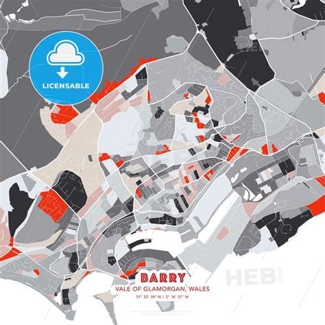 Barry Vale Of Glamorgan Wales Modern Art Map In 2023 Map Poster