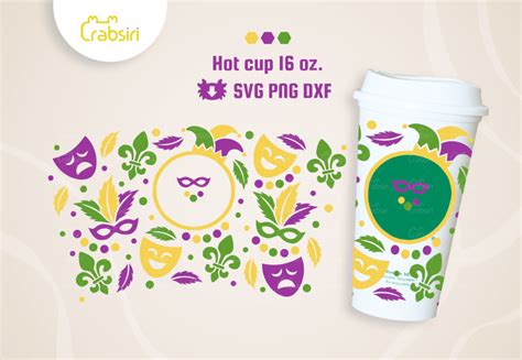 Mardi Gras Hot Cup 16oz SVG Crabsiri