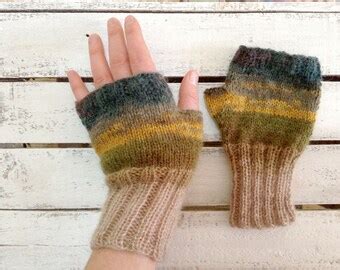 Autumn Trend Hand Knit Fingerless Gloves Medium By Gloveshop