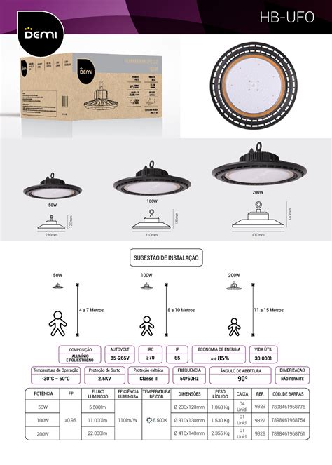 Ficha T Cnica Demi Hb Ufo W W W Mm Mm Mm Mm