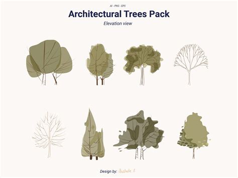 Flat Vector Trees Vector Vegetation Cutout Trees Etsy