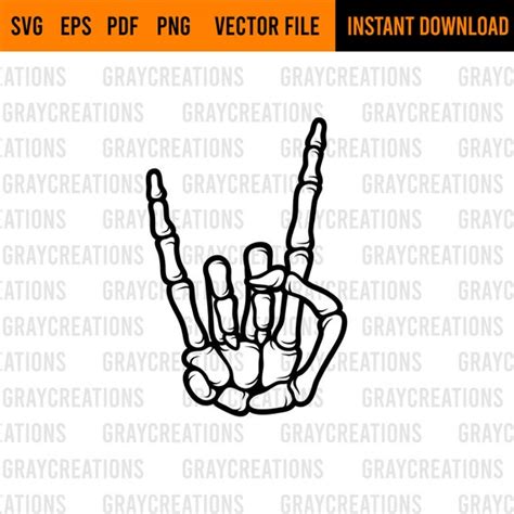 Skeleton Rock Hand Svg Rock Star Hand Svg Rock Hand Etsy