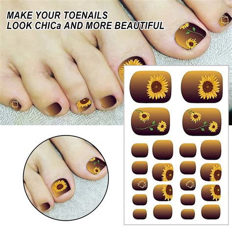 Jiaroswwei 1sheet Pedicure Decal Safe Mild Various Patterns Transfer Toe Nail Sticker Paper