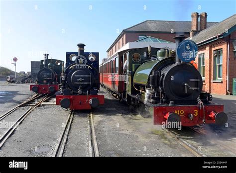 Steam Locomotives Dolgoch Talyllyn And No 3 At Tywyn Station On The
