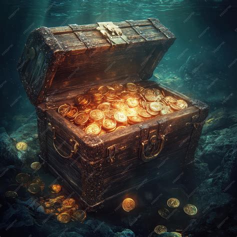 Sunken treasure chest with gold coins | Premium AI-generated image