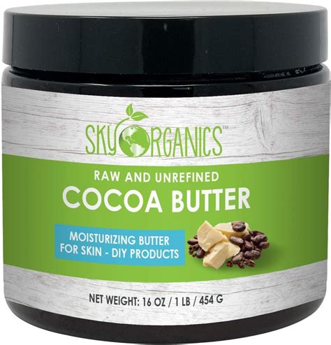 Organic Cocoa Butter By Sky Organics Unrefined 100 Pure Raw Cocoa Butter 454g Skin