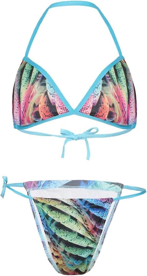 Amazon Iiniim Woman S Sexy Halter Neck Triangle Bra Top Bikini Set Tie Side G String Thong