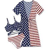 Amazon SOLY HUX Girl S Tropical Print Bikini Bathing Suit With Cover Up 3 Piece Swimsuits