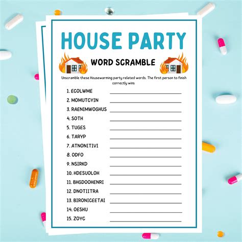 House Party Word Scramble House Party Games House Warming Party Games