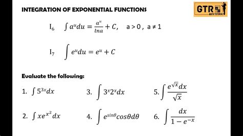 Integration Of Exponential Functions Youtube