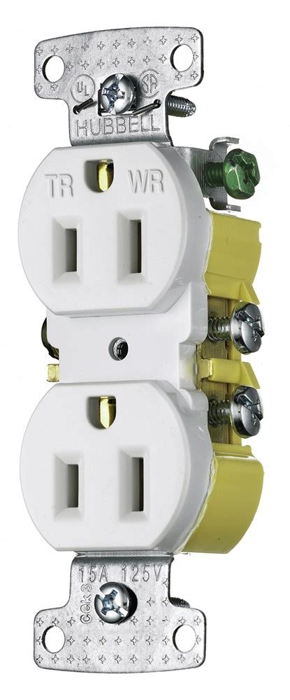 Hubbell RR15SWWRTR 15 125 Volt 2 Pole 3 Wire NEMA 5 15R White