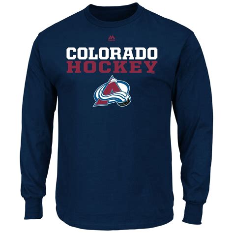 Mens Colorado Avalanche Majestic Navy Feel The Pressure Long Sleeve T