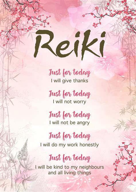 Stunning Reiki 5 principles Poster in Blush PLUS Reiki 1st | Etsy