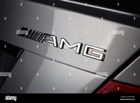 Mercedes Benz Amg Logo Silver Grey Stock Photo Alamy