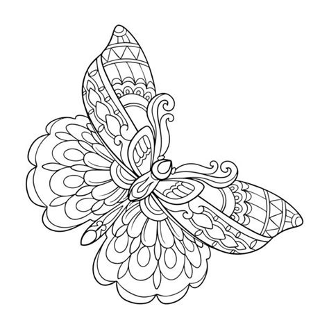 100 Butterfly Abstract Mandala Zentangle Stock Illustrations Royalty