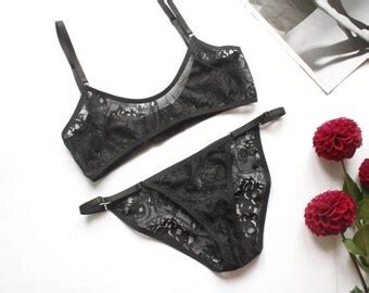 Black Lingerie Etsy