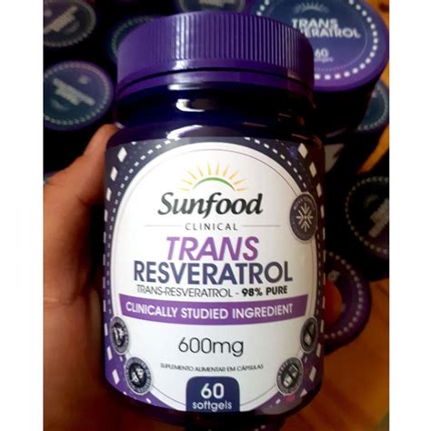 Trans Resveratrol 600mg 60 Cápsulas Sunfood 6 Potes Natunutra