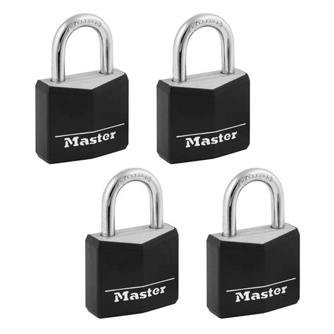 Master Lock 131QAU 30mm Covered Solid Aluminium Padlock 4 Pack Covered