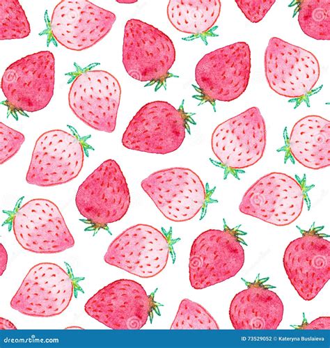 Seamless Watercolor Strawberry Pattern Stock Illustration