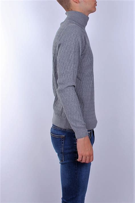 Jersey de hombre cuello alto gris claro · REVER · Elites Moda Hombre