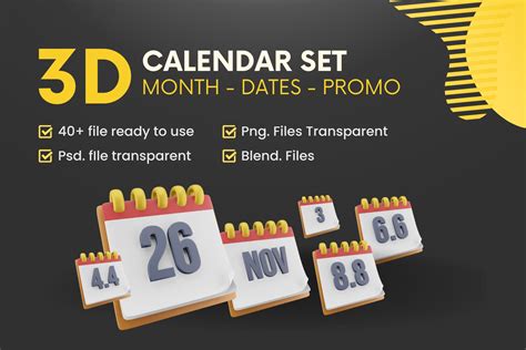 Premium Calendar 3D Illustration pack from Sign & Symbols 3D Illustrations
