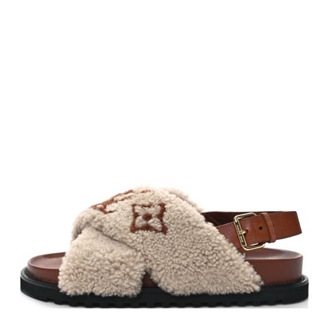Louis Vuitton Shearling Paseo Flat Comfort Sandal Nude Fashionphile