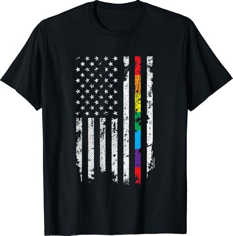 Gay Pride Thin Rainbow Line American Flag T Shirt Walmart