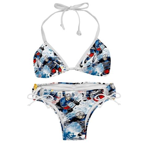 Ice Hockey Detachable Sponge Adjustable Strap Bikini Set Swim Wear 2 Pack Beach Swimsuit