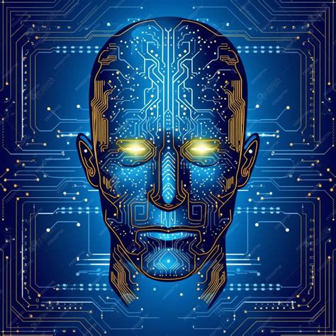 Premium Ai Image Blue Cyber Face Clipart Illustration About Computing
