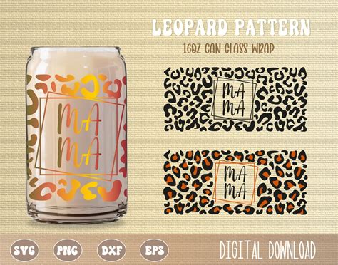 Svg Png Leopard Cheetah Pattern Wrap Mama Mother Day Libbey Glass